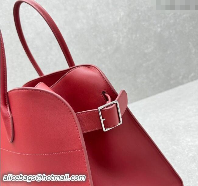 Top Grade The Row Margaux 17 Large Tote Bag in Smooth Leather 1831 Dark Red 2024