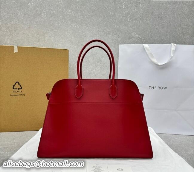 Top Grade The Row Margaux 17 Large Tote Bag in Smooth Leather 1831 Dark Red 2024