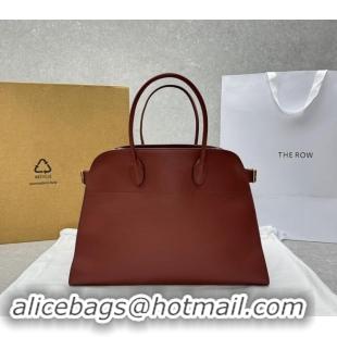 Big Discount The Row Margaux 17 Large Tote Bag in Smooth Leather 1831 Brick Red 2024