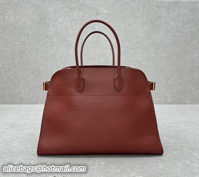 Big Discount The Row Margaux 17 Large Tote Bag in Smooth Leather 1831 Brick Red 2024