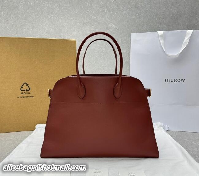 Big Discount The Row Margaux 17 Large Tote Bag in Smooth Leather 1831 Brick Red 2024