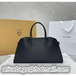 Top Grade The Row EW Margauxdf Tote Bag in Grained Leather 1828 Black 2024