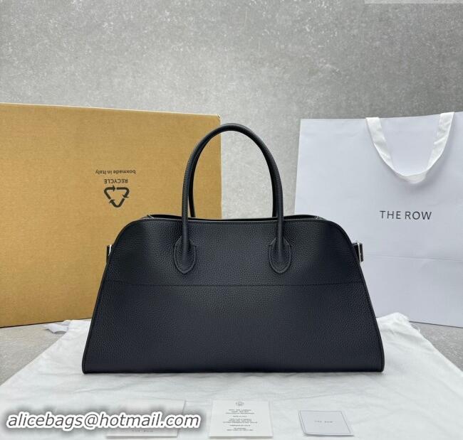 Top Grade The Row EW Margauxdf Tote Bag in Grained Leather 1828 Black 2024