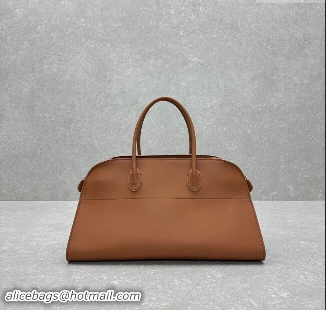 Best Product The Row EW Margauxdf Tote Bag in Smooth Leather 1828 Tan Brown 2024