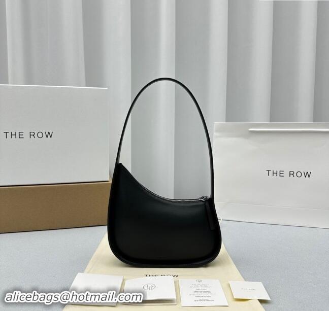 Modern Grade The Row Half Moon Shoulder Bag in Leather 1811 Black 2024