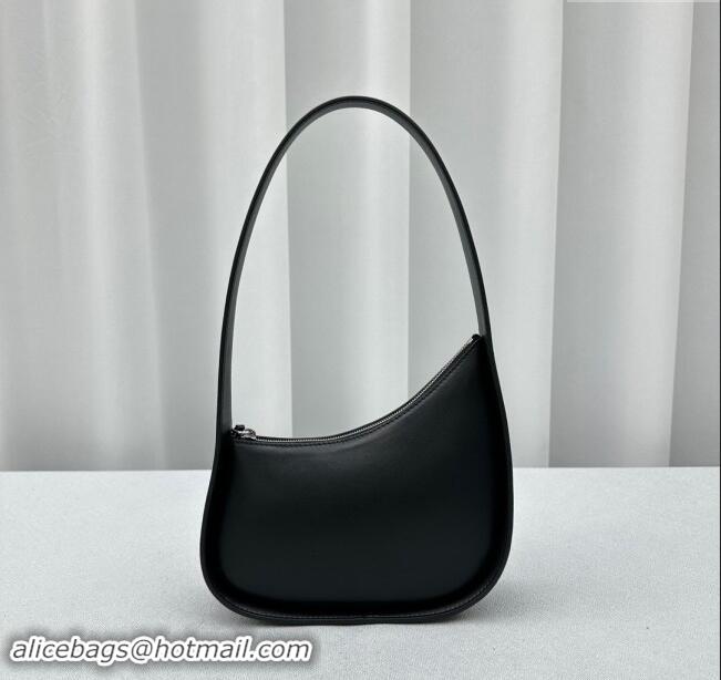 Modern Grade The Row Half Moon Shoulder Bag in Leather 1811 Black 2024