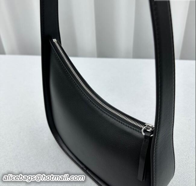 Modern Grade The Row Half Moon Shoulder Bag in Leather 1811 Black 2024