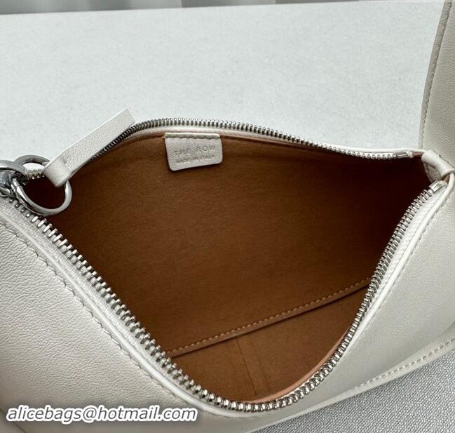 Top Design The Row Half Moon Shoulder Bag in Leather 1811 White 2024