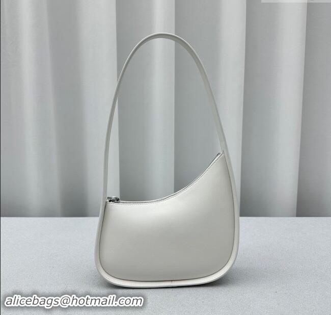 Top Design The Row Half Moon Shoulder Bag in Leather 1811 White 2024