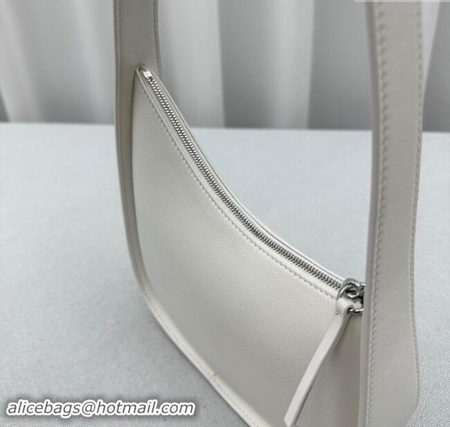 Top Design The Row Half Moon Shoulder Bag in Leather 1811 White 2024