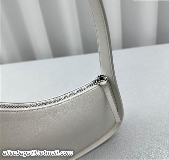 Top Design The Row Half Moon Shoulder Bag in Leather 1811 White 2024