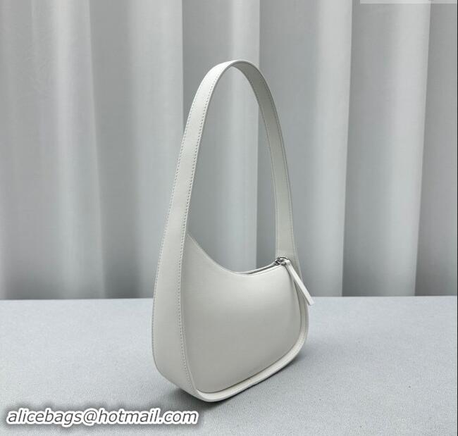 Top Design The Row Half Moon Shoulder Bag in Leather 1811 White 2024