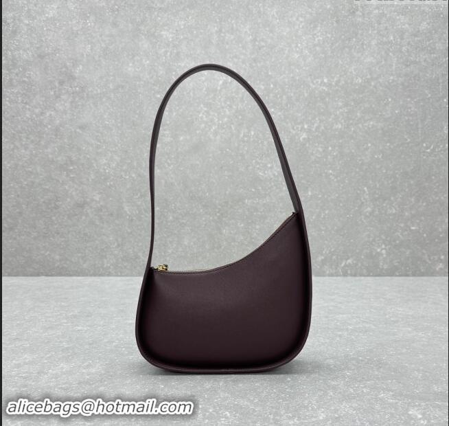 Well Crafted The Row Half Moon Shoulder Bag in Leather 1811 Burgundy 2024