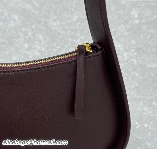 Well Crafted The Row Half Moon Shoulder Bag in Leather 1811 Burgundy 2024