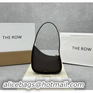 Buy Fashionable The Row Half Moon Shoulder Bag in Leather 1811 Dark Brown 2024