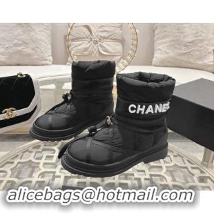 Pretty Style Chanel Quilted Down Snow Boots Black 120057