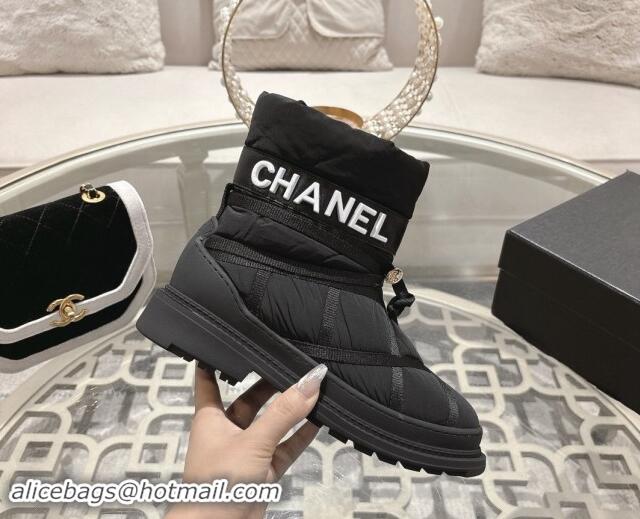 Pretty Style Chanel Quilted Down Snow Boots Black 120057