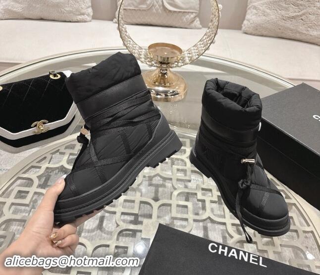 Pretty Style Chanel Quilted Down Snow Boots Black 120057