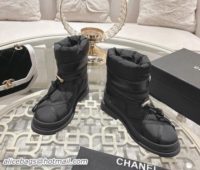 Pretty Style Chanel Quilted Down Snow Boots Black 120057