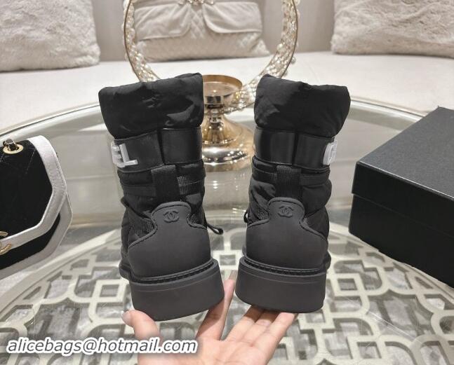 Pretty Style Chanel Quilted Down Snow Boots Black 120057