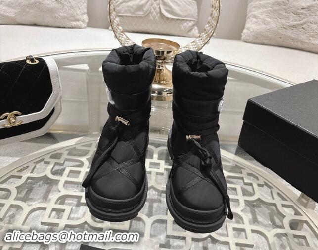 Pretty Style Chanel Quilted Down Snow Boots Black 120057