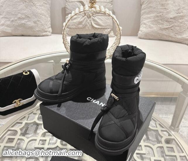 Pretty Style Chanel Quilted Down Snow Boots Black 120057