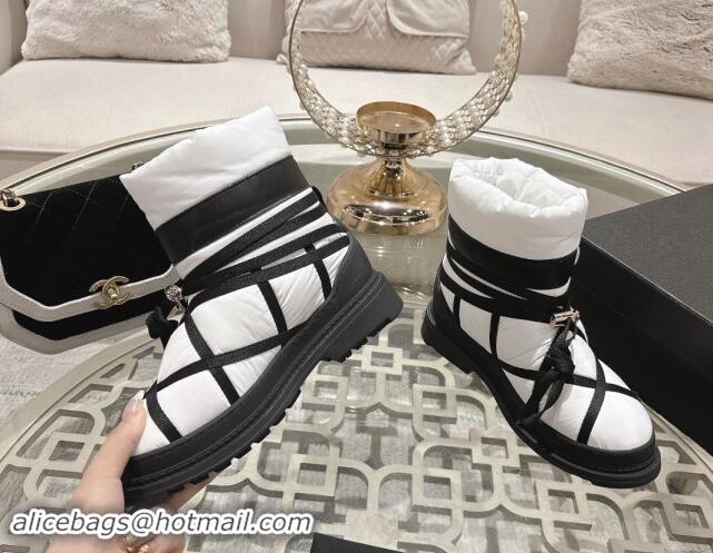 Generous Chanel Quilted Down Snow Boots Black/White 120058