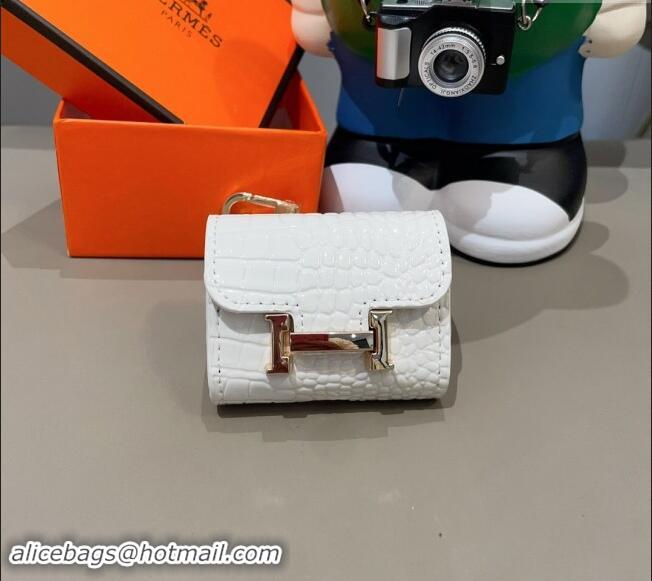 Super Quality Hermes Crocodile Embossed AirPods 3 Earpods Case 1130 White 2024