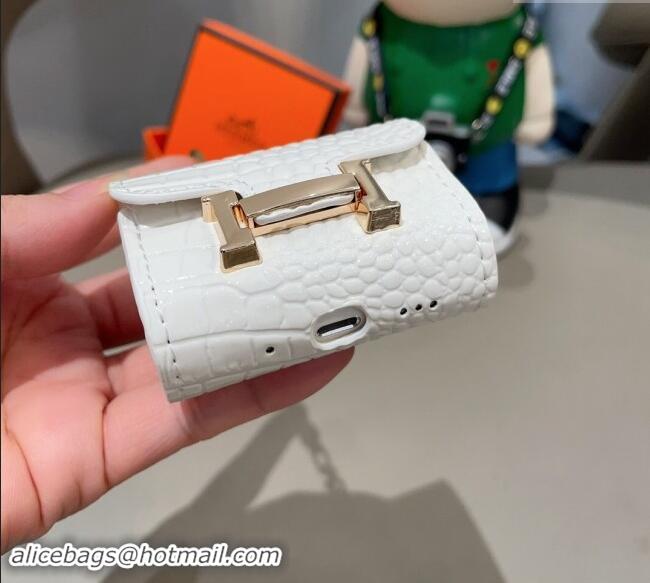 Super Quality Hermes Crocodile Embossed AirPods 3 Earpods Case 1130 White 2024