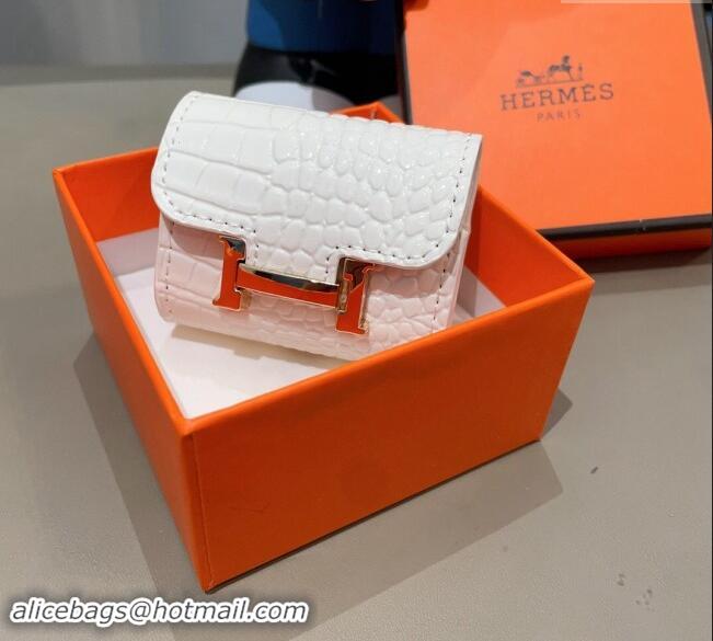 Super Quality Hermes Crocodile Embossed AirPods 3 Earpods Case 1130 White 2024