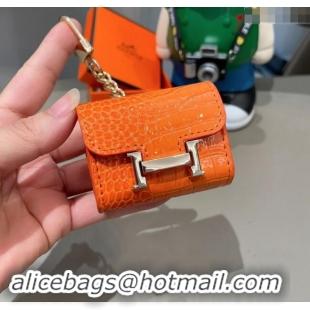 Super Quality Hermes Crocodile Embossed AirPods 3 Earpods Case 1130 Orange 2024