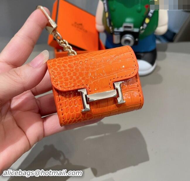 Super Quality Hermes Crocodile Embossed AirPods 3 Earpods Case 1130 Orange 2024