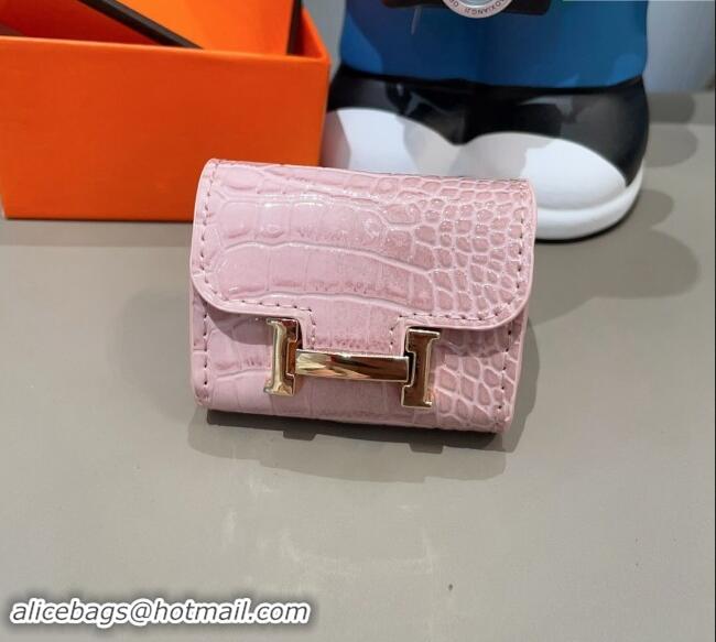 Popular Style Hermes Crocodile Embossed AirPods 3 Earpods Case 1130 Pink 2024