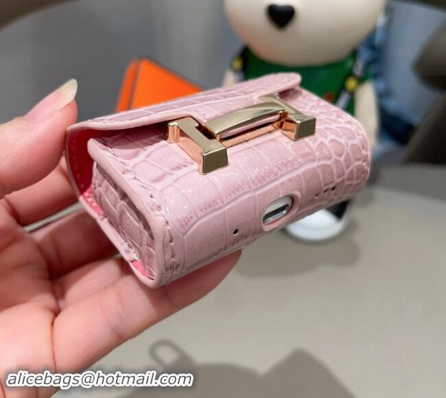 Popular Style Hermes Crocodile Embossed AirPods 3 Earpods Case 1130 Pink 2024