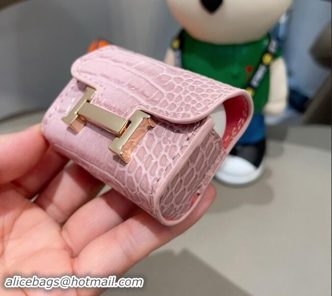 Popular Style Hermes Crocodile Embossed AirPods 3 Earpods Case 1130 Pink 2024