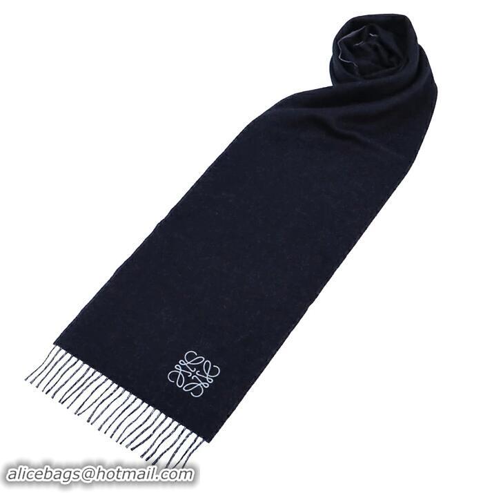 Top Grade Loewe Scarf In Wool And Cashmere 28 x 180cm L8922 Light Blue/Navy Blue