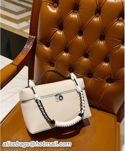 Inexpensive Loro Piana Extra Pocket Pouch L27 in Calfskin with Braided Shoulder Strap L9008 White 2023