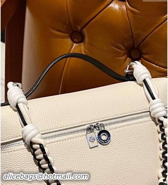 Inexpensive Loro Piana Extra Pocket Pouch L27 in Calfskin with Braided Shoulder Strap L9008 White 2023