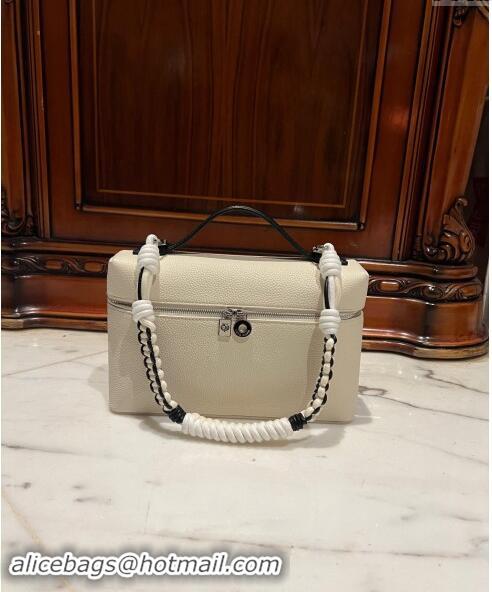 Inexpensive Loro Piana Extra Pocket Pouch L27 in Calfskin with Braided Shoulder Strap L9008 White 2023