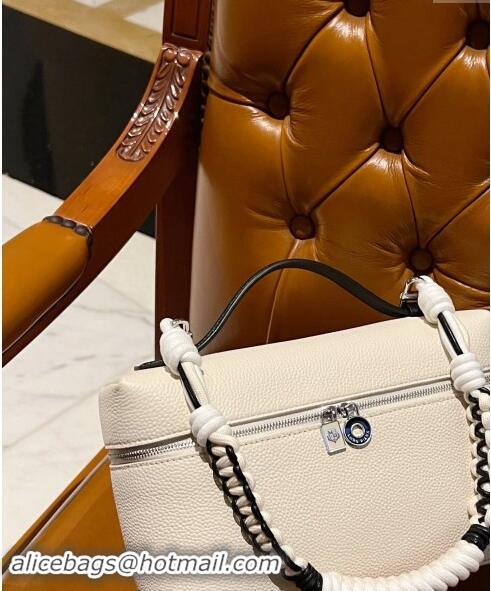 Inexpensive Loro Piana Extra Pocket Pouch L27 in Calfskin with Braided Shoulder Strap L9008 White 2023