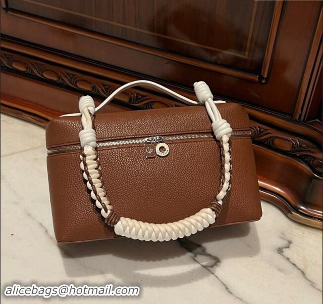 Super Quality Loro Piana Extra Pocket Pouch L27 in Calfskin with Braided Shoulder Strap L9008 Brown 2023