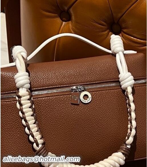 Super Quality Loro Piana Extra Pocket Pouch L27 in Calfskin with Braided Shoulder Strap L9008 Brown 2023