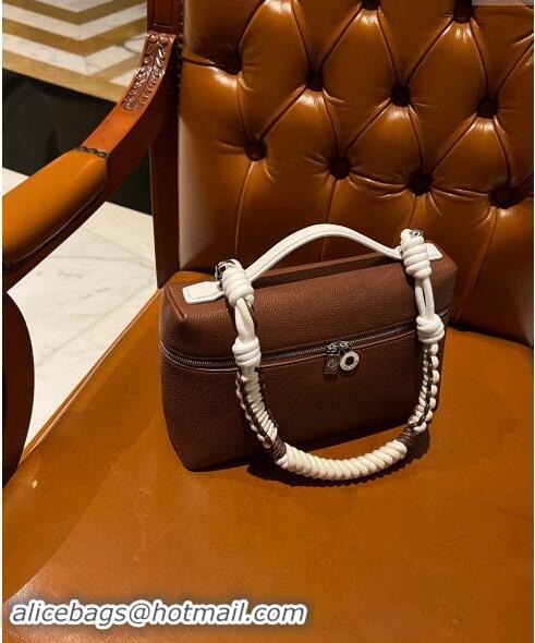 Super Quality Loro Piana Extra Pocket Pouch L27 in Calfskin with Braided Shoulder Strap L9008 Brown 2023