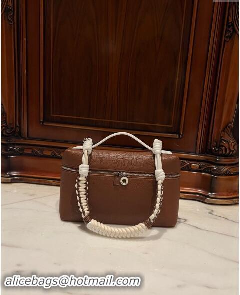 Super Quality Loro Piana Extra Pocket Pouch L27 in Calfskin with Braided Shoulder Strap L9008 Brown 2023