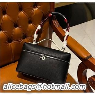 Top Quality Loro Piana Extra Pocket Pouch L27 in Calfskin with Braided Shoulder Strap L9008 Black 2023