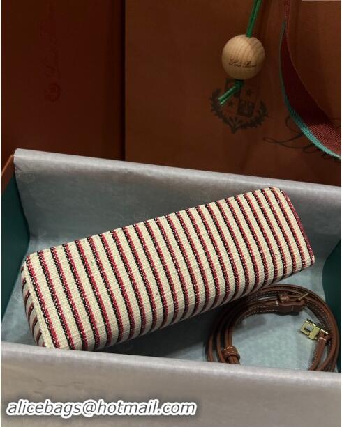 Grade Design Loro Piana Extra Pocket Pouch L19 in Striped Linen L9011 Brown/Red 2023