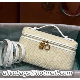 Hot Sale Design Loro Piana Extra Pocket Pouch L19 in Linen L9012 Beige/White 2023