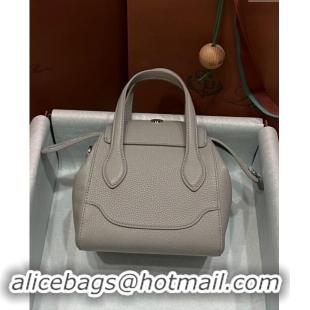 Best Price Loro Piana Happy Day Top Handle Bag in Grained Leather L9013 Grey 2023