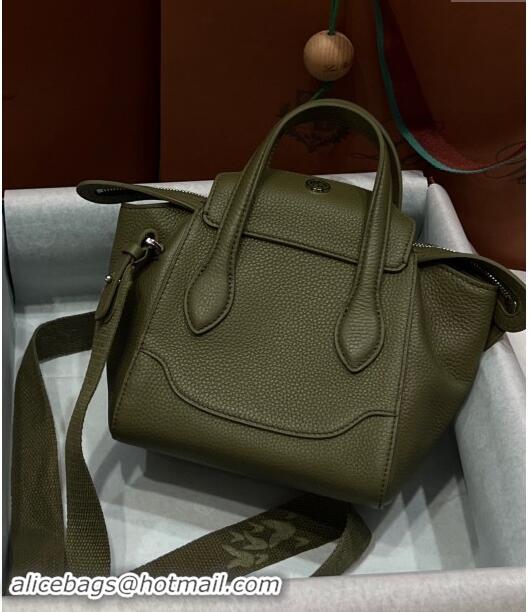 Low Price Loro Piana Happy Day Top Handle Bag in Grained Leather L9013 Green 2023