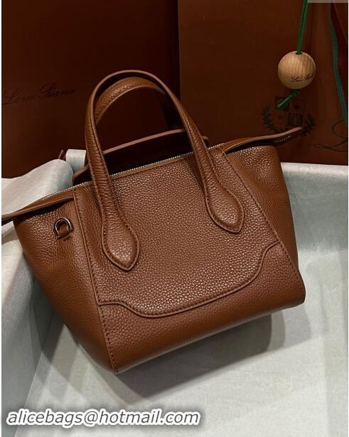 Top Quality Loro Piana Happy Day Top Handle Bag in Grained Leather L9013 Brown 2023